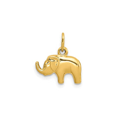14K Yellow Gold Elephant Charm Pendant, Small Animal Jewelry, 15x13mm