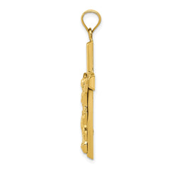 14k Yellow Gold High Polished Crucifix Jesus Pendant, 40x21mm