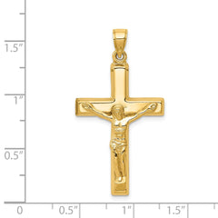 14k Yellow Gold High Polished Crucifix Jesus Pendant, 40x21mm