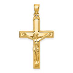 14k Yellow Gold High Polished Crucifix Jesus Pendant, 40x21mm