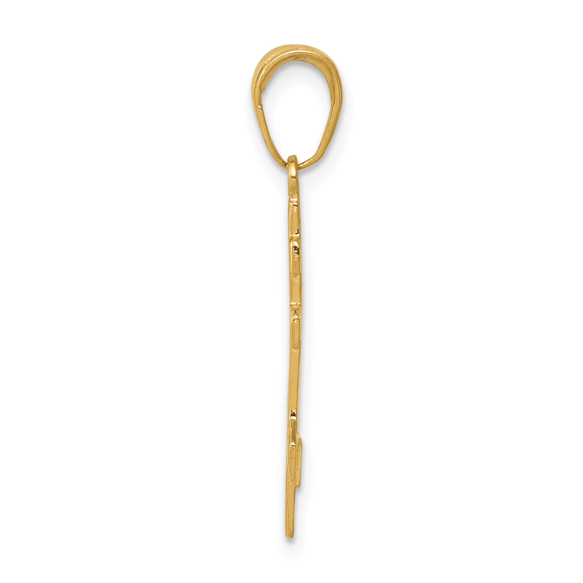 14k Real Solid Yellow Gold Eastern Orthodox Cross Pendant, 27x11mm