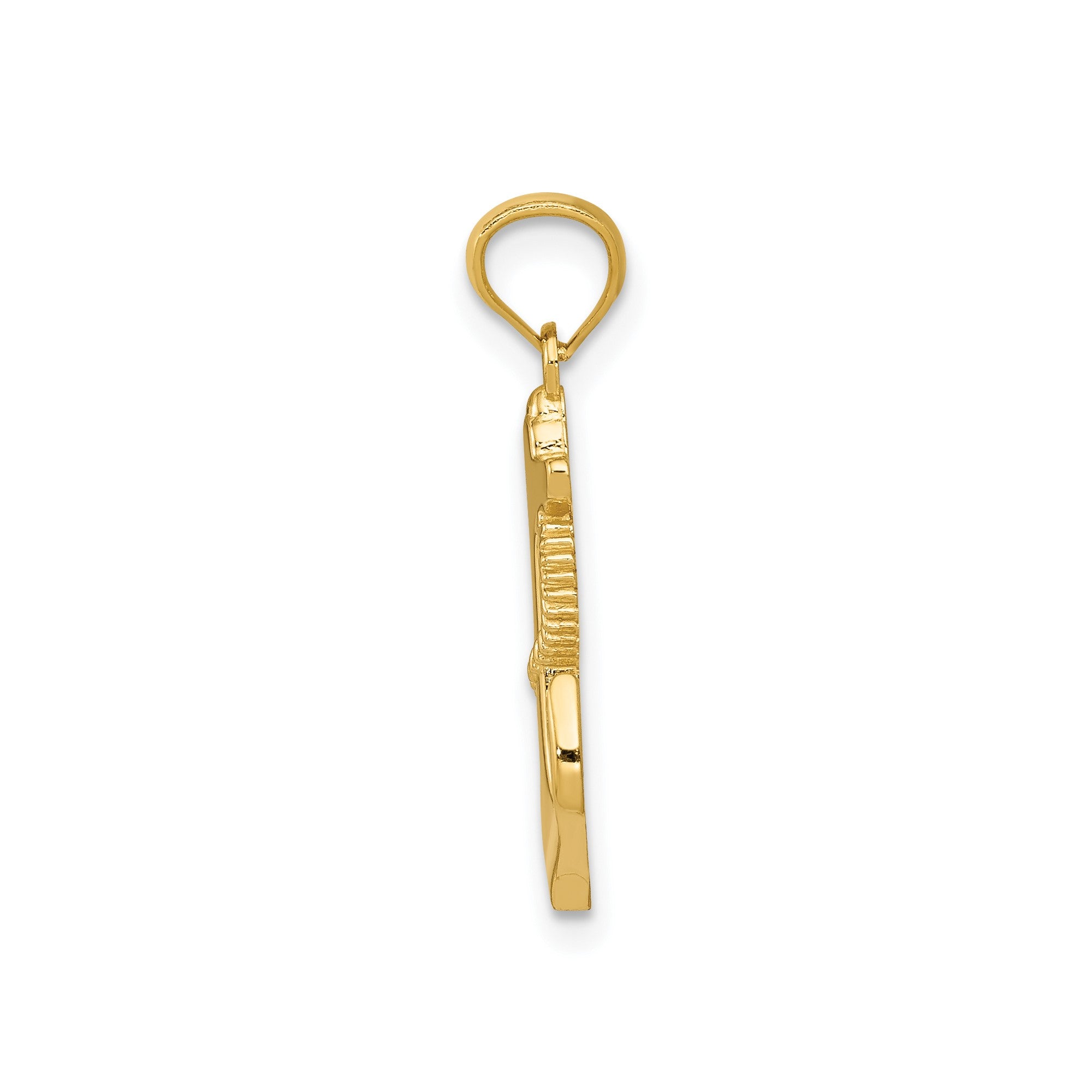 14k Yellow Solid Gold Anchor Pendant, 22x12mm