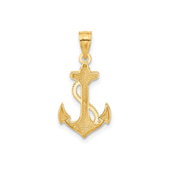 14k Yellow Solid Gold Anchor Pendant, 22x12mm