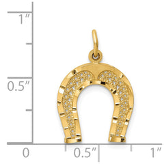 14k Yellow Gold Horseshoe Charm Pendant, 20x15mm
