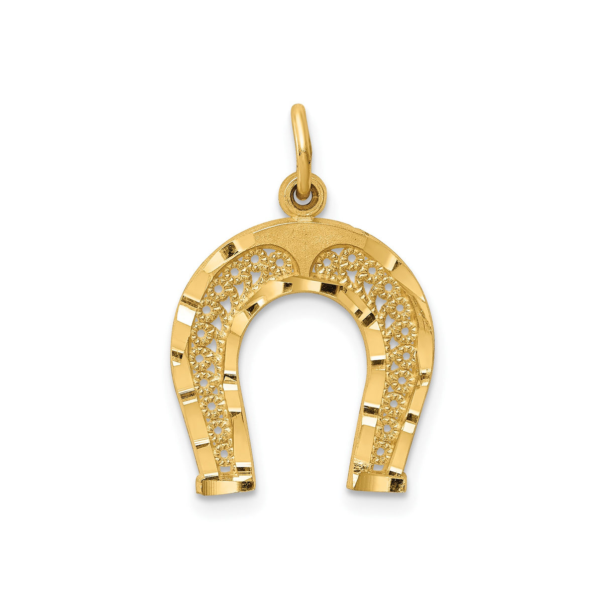 14k Yellow Gold Horseshoe Charm Pendant, 20x15mm