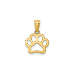 14K Yellow Gold Puppy Dog Paw Pendant, 12x12