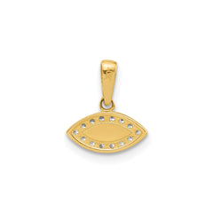 14K Yellow Gold Evil Eye Pendant with CZ Stones and Enamel, 11x10mm