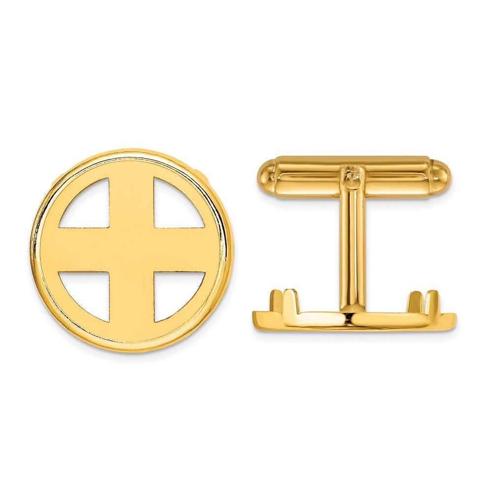 Wideband Distinguished Coin Jewelry 14k Real Gold Men's Polished Classic 17.8mm Coin Bezel Cuff Links fine designer jewelry for men and women