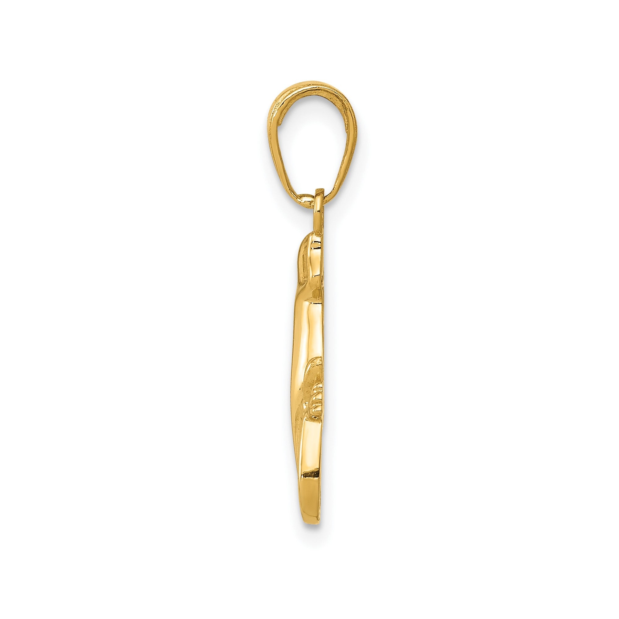 14k Yellow Gold High Polished Gecko Pendant Charm, 17x15