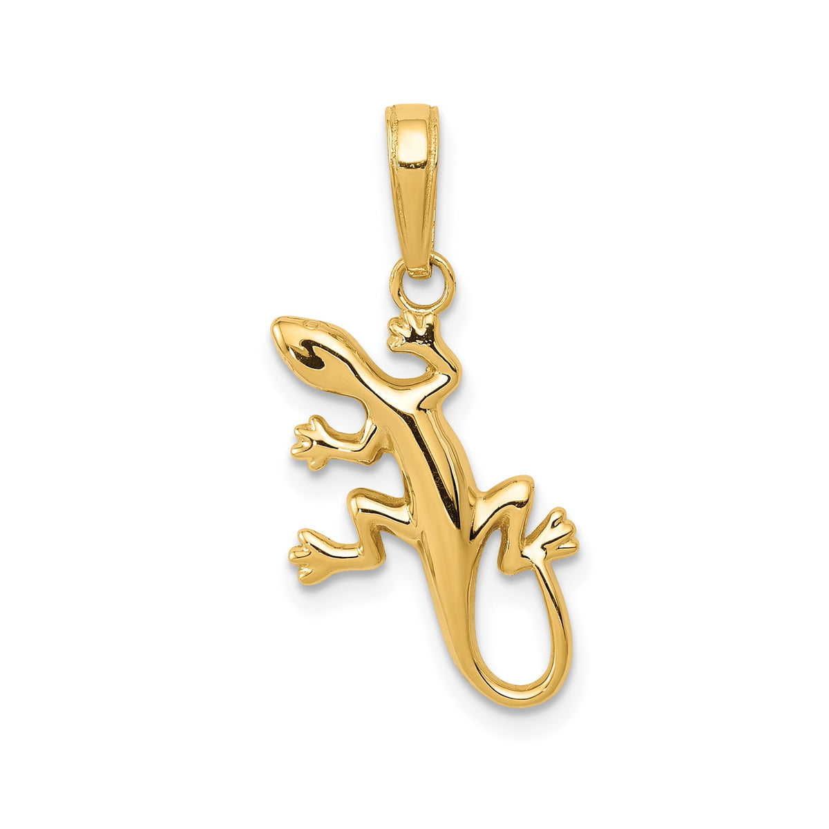 14k Yellow Gold High Polished Gecko Pendant Charm, 17x15