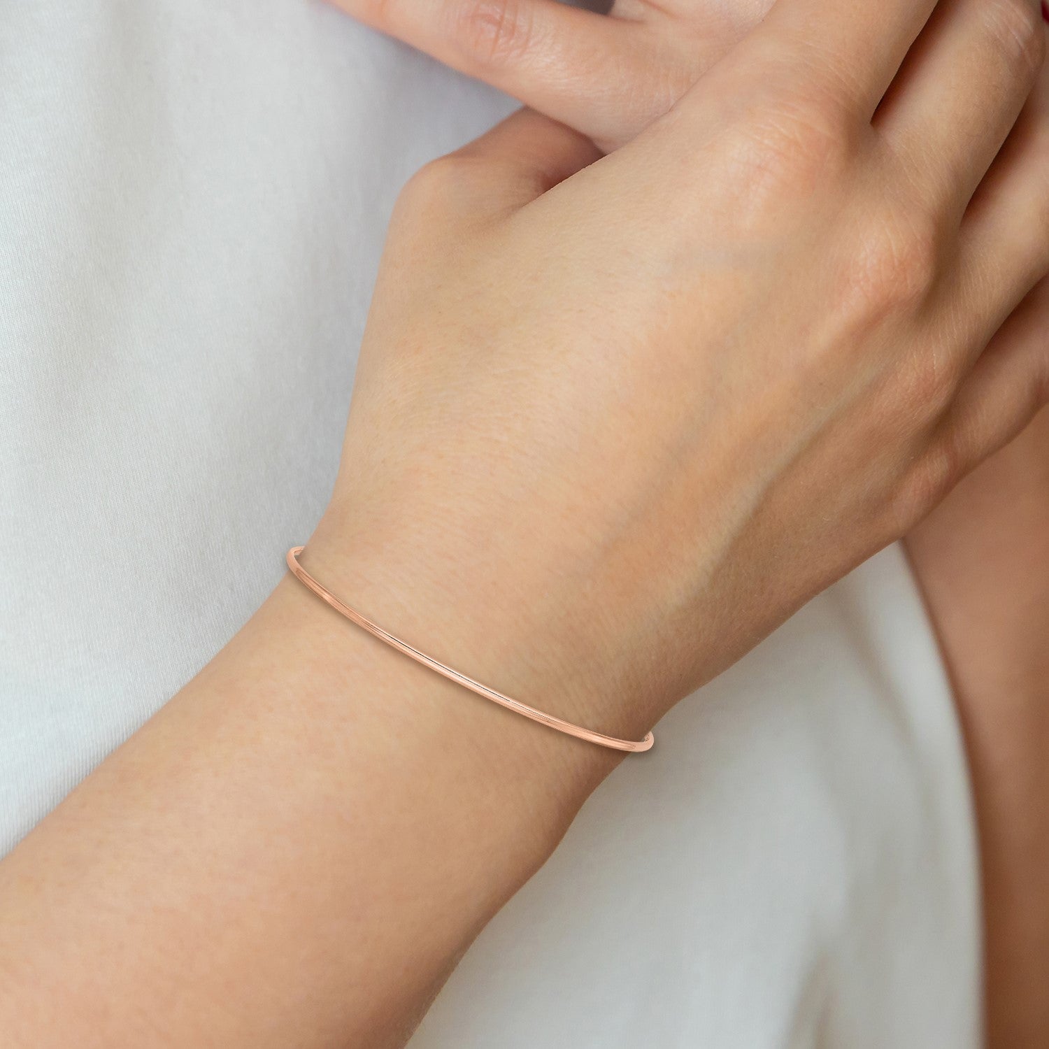 14k Gold 1.5mm High Polished Slip-on Bangle Bracelet, 8 Inches fine designer jewelry for men and women