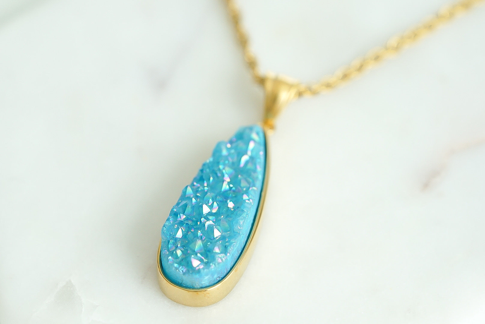 Druzy Collection - Azure Quartz Drop Necklace fine designer jewelry for men and women