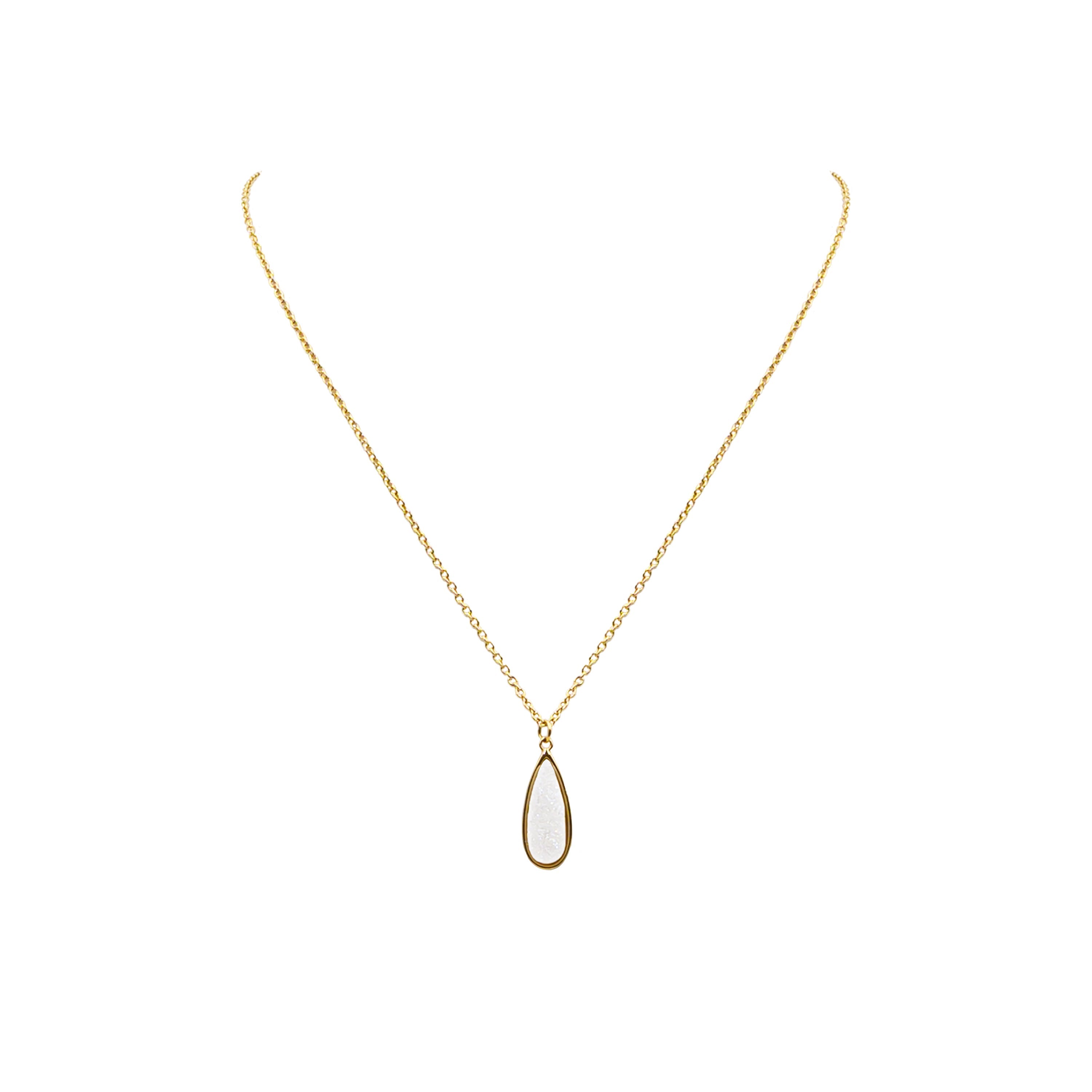 Druzy Collection - Petite Quartz Drop Necklace fine designer jewelry for men and women