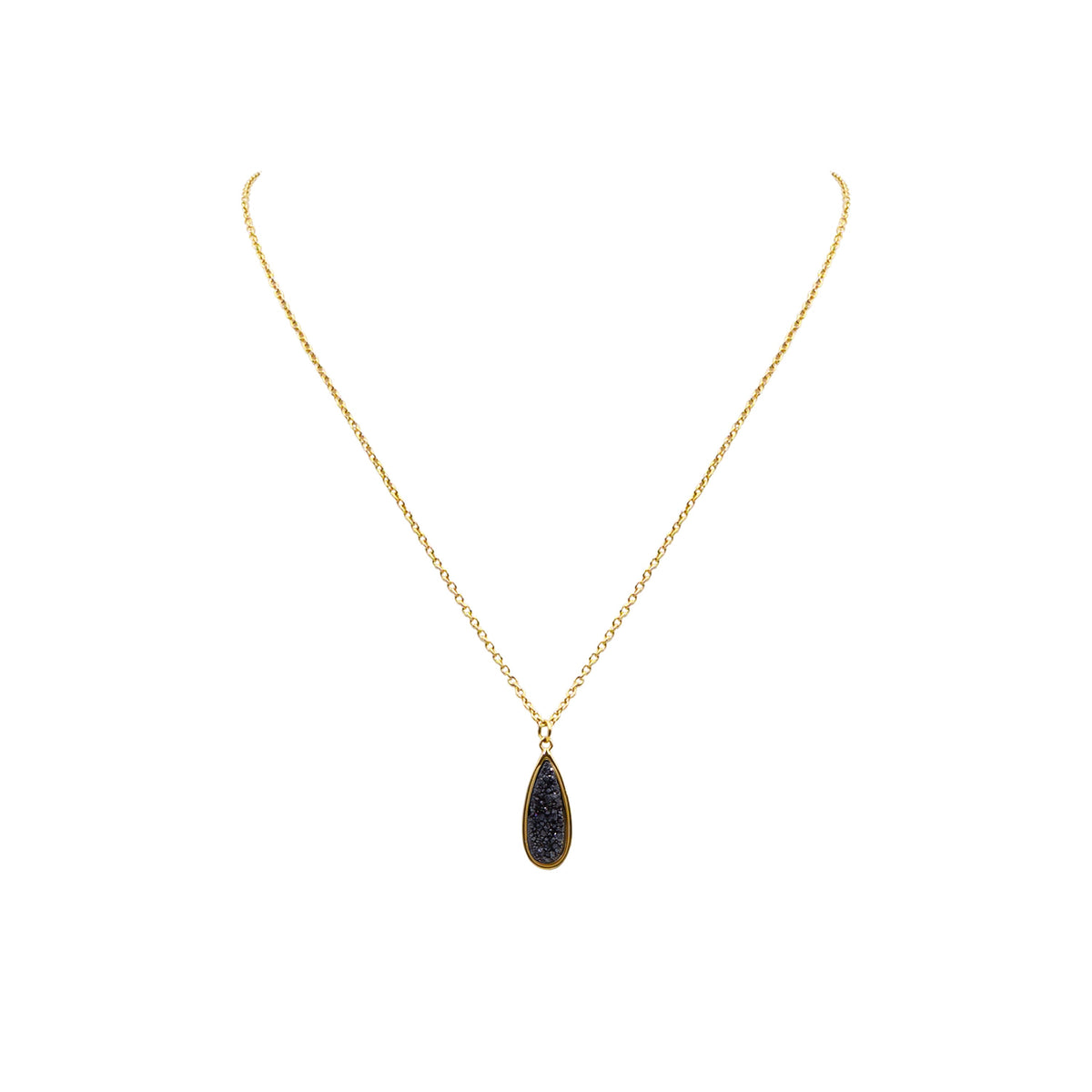 Druzy Collection - Petite Raven Quartz Drop Necklace fine designer jewelry for men and women