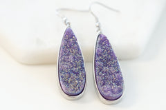Druzy Collection - Silver Royal Quartz Drop Earrings fine designer jewelry for men and women