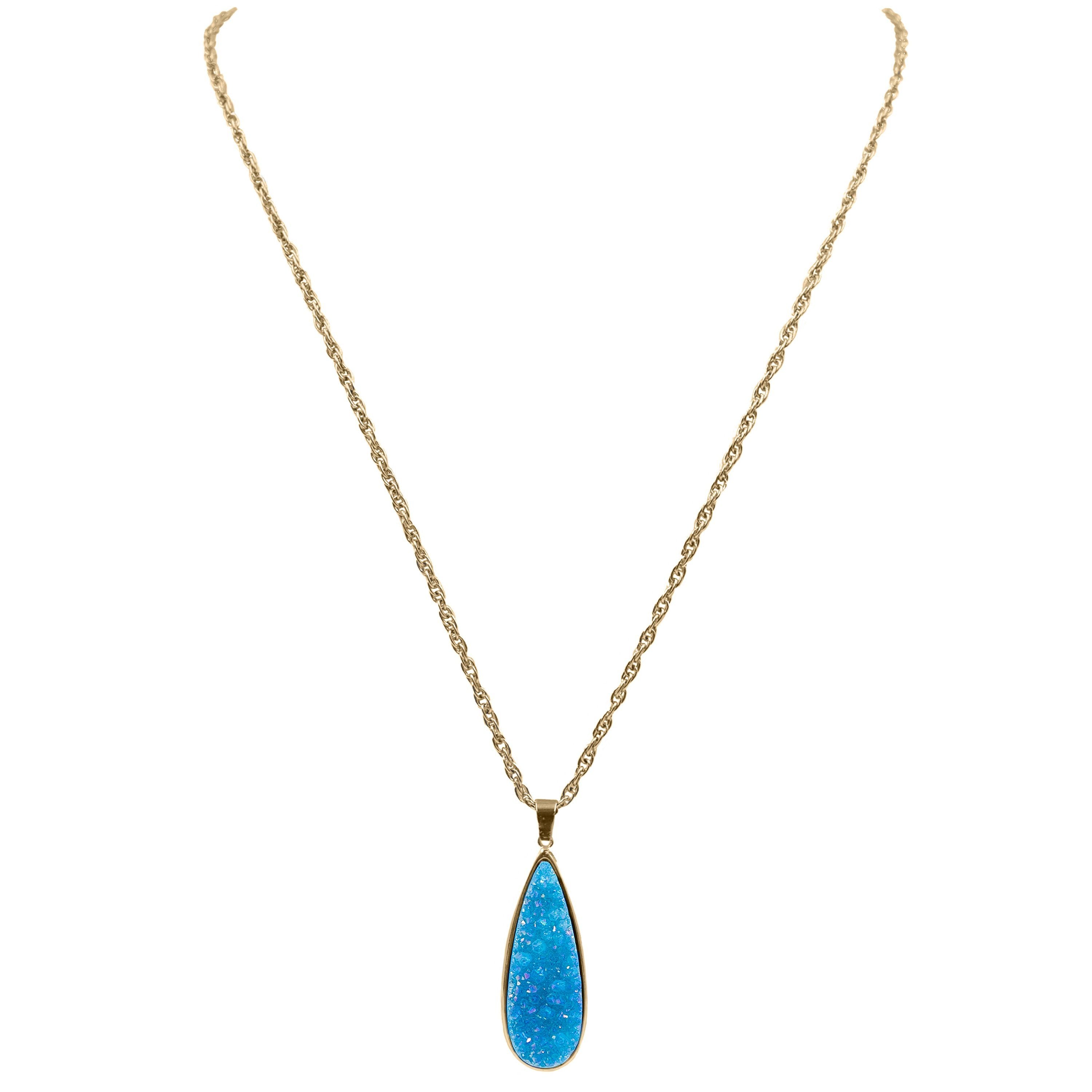 Druzy Collection - Azure Quartz Drop Necklace fine designer jewelry for men and women