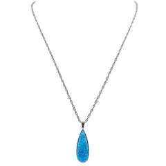 Druzy Collection - Silver Azure Quartz Drop Necklace fine designer jewelry for men and women