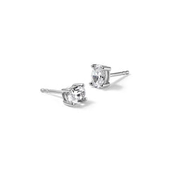 14k White Gold Lab Grown Diamond VS/SI+ G+ Oval Four Prong Stud Earrings