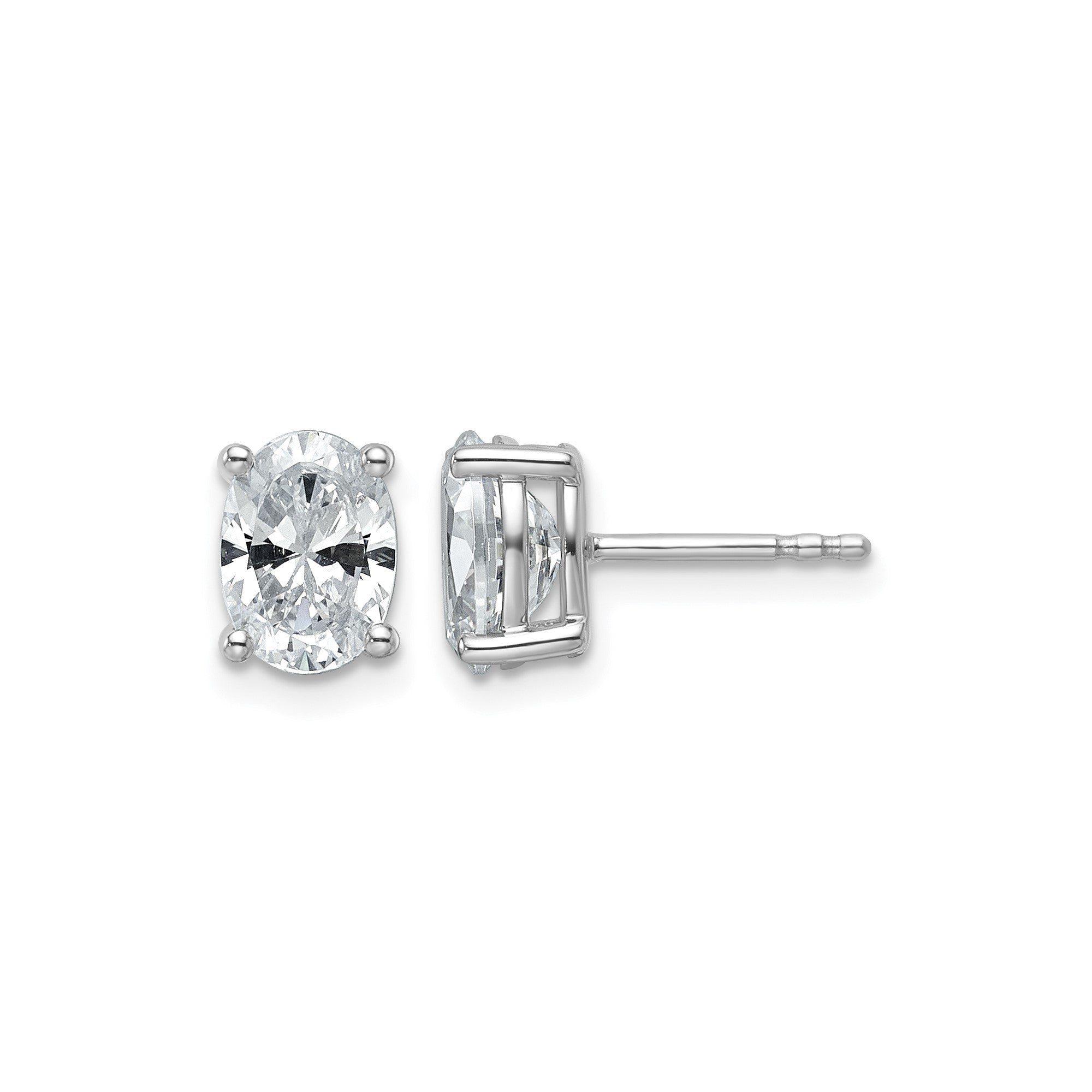 14k White Gold Lab Grown Diamond VS/SI+ G+ Oval Four Prong Stud Earrings