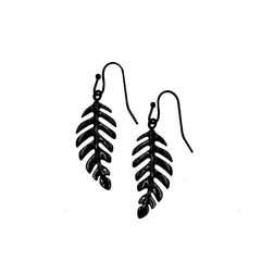 Goddess Collection - Black Laurel Leaf Drop Earrings fine designer jewelry for men and women