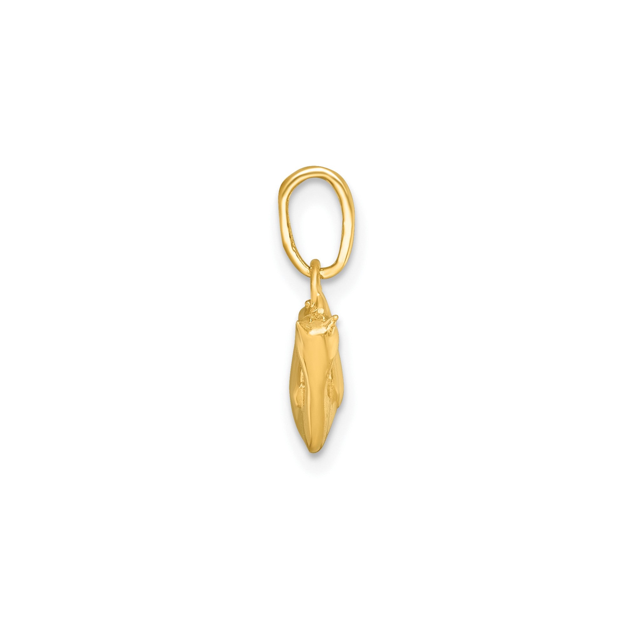 14k Yellow Gold Kitty Cat Hanging Charm Pendant, 22x17mm