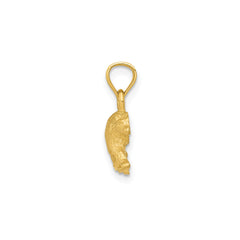 14K Yellow Solid Gold Bear Pendant Charm Pendant, 12x10mm