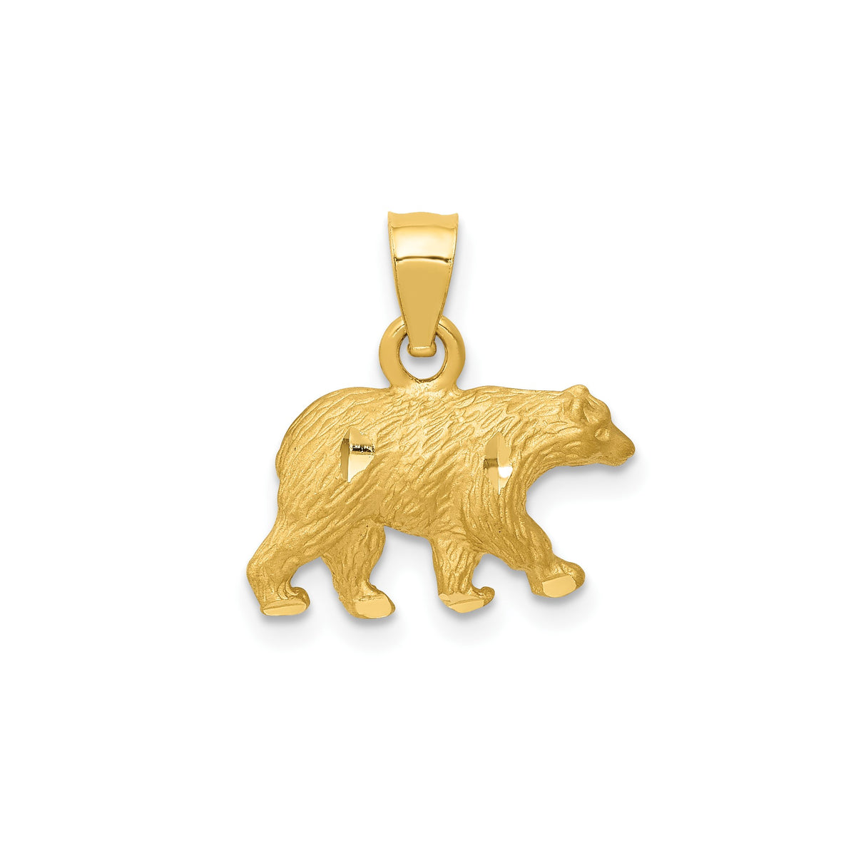 14K Yellow Solid Gold Bear Pendant Charm Pendant, 12x10mm