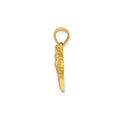 14K Yellow Gold Horse Head Pendant, 17x13mm