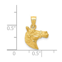 14K Yellow Gold Horse Head Pendant, 17x13mm