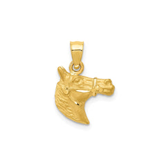 14K Yellow Gold Horse Head Pendant, 17x13mm