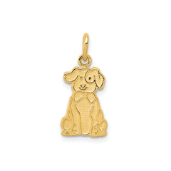 14k Yellow Gold Dog Puppy Charm Pendant, 21x10mm