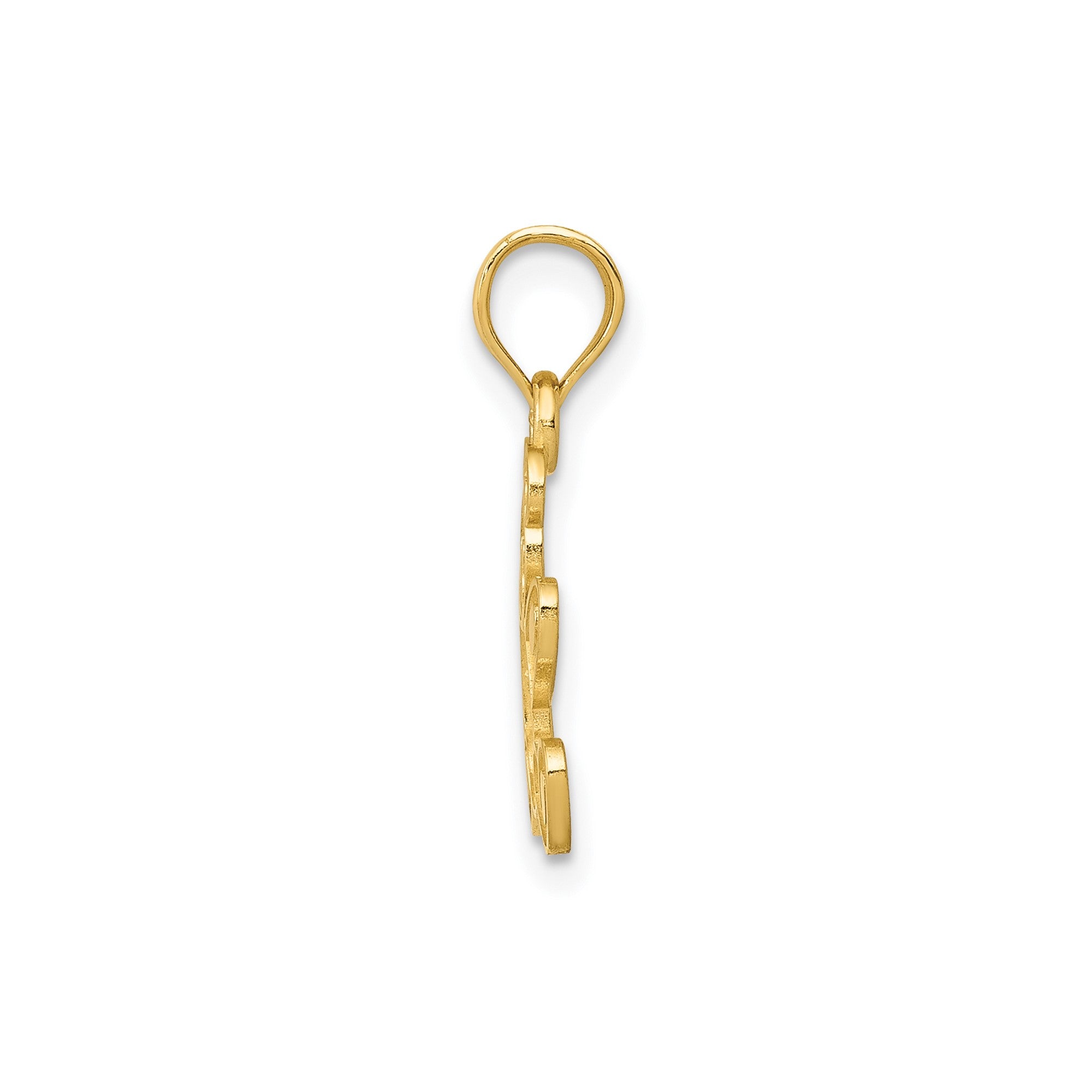 14k Solid Yellow Gold Teddy Bear Pendant, 20x12mm