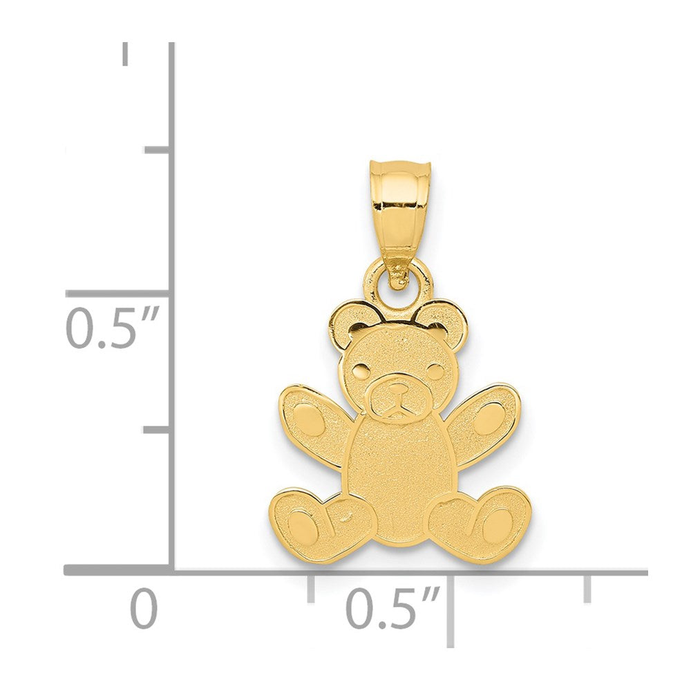 14k Solid Yellow Gold Teddy Bear Pendant, 20x12mm