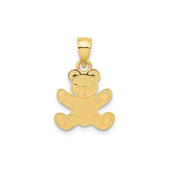 14k Solid Yellow Gold Teddy Bear Pendant, 20x12mm