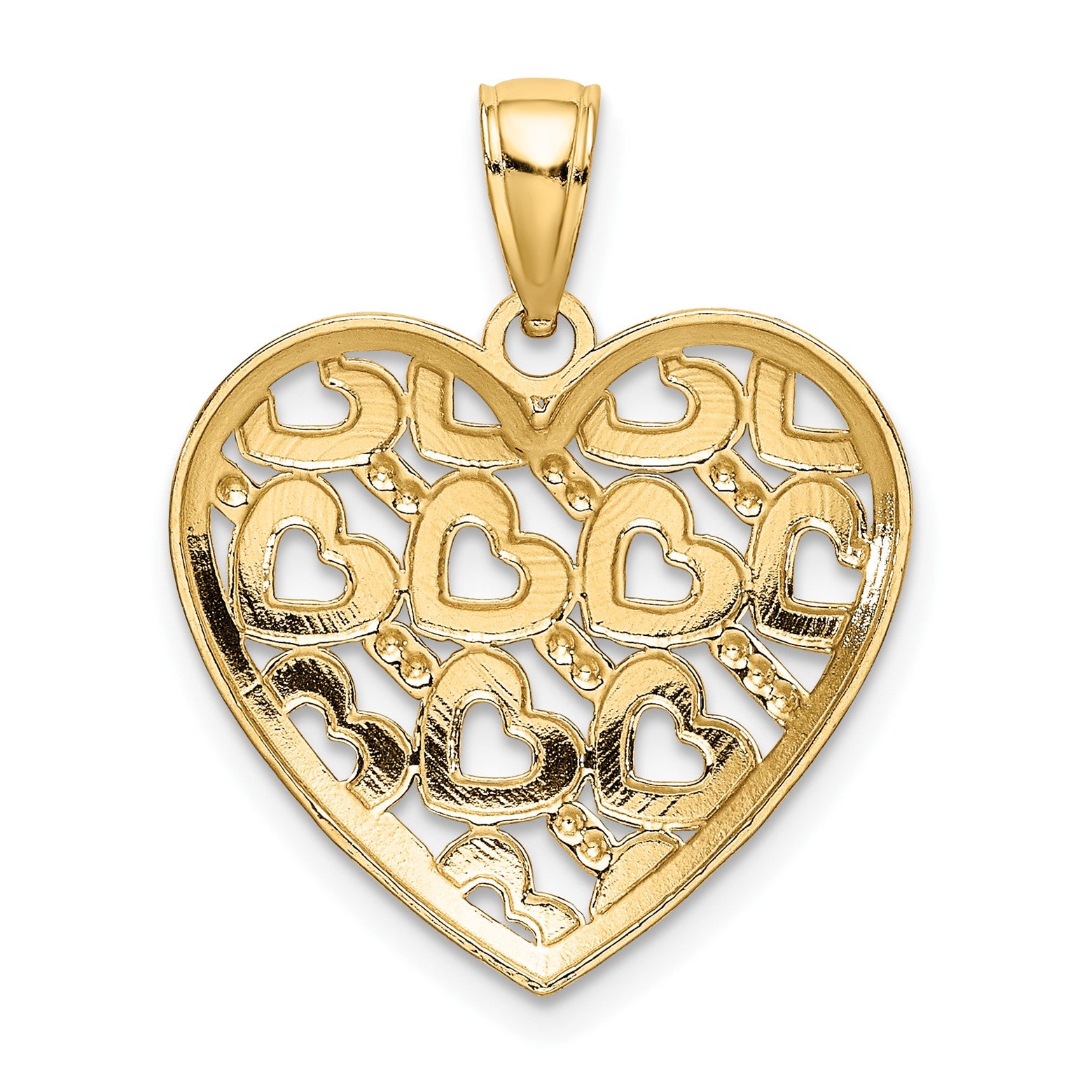 14K Gold Diamond Cut Heart Pattern With Heart Charms, 23x20mm fine designer jewelry for men and women