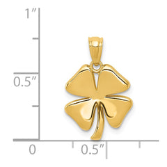14k Yellow Gold Polished 4 Leaf Clover Pendant, 15x15