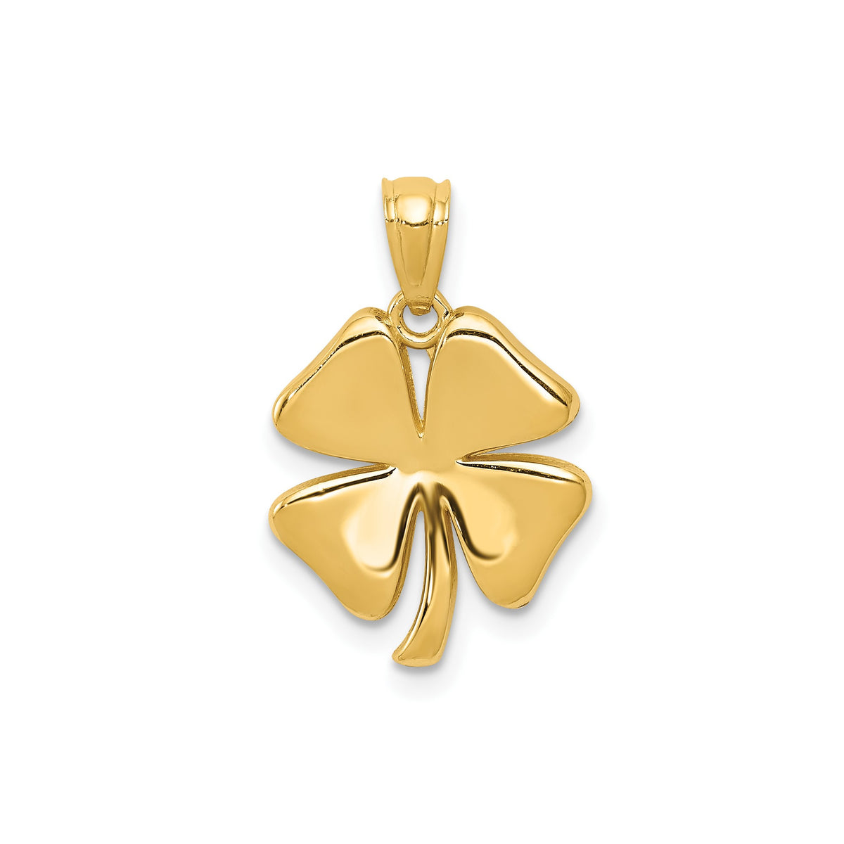 14k Yellow Gold Polished 4 Leaf Clover Pendant, 15x15