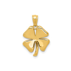 14k Yellow Gold Polished 4 Leaf Clover Pendant, 15x15