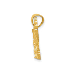 14k Yellow Gold Textured Landing Eagle Pendant Charm, 16x16