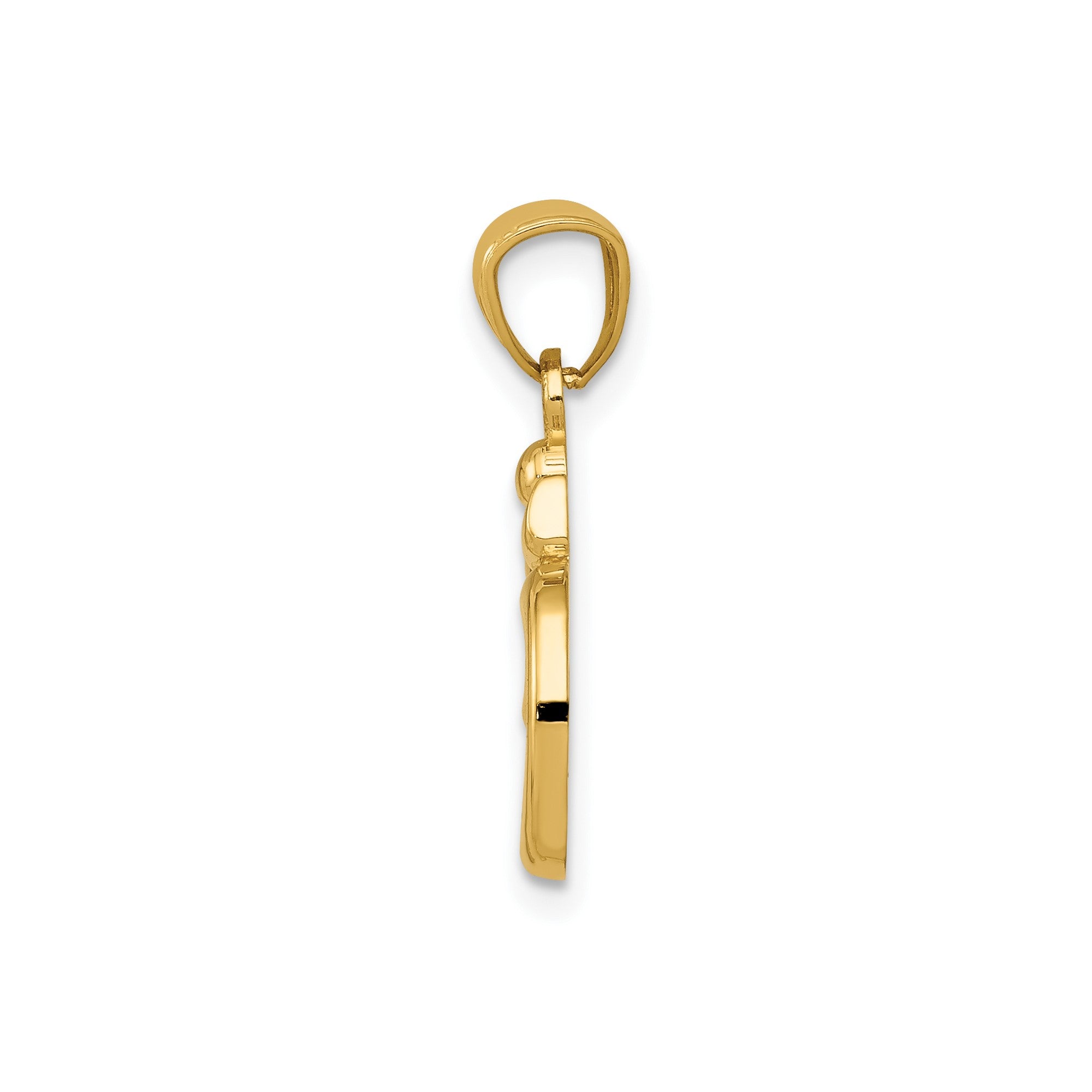 14k Yellow Gold Polished Om Symbol Pendant, 0.5 Inch Diameter