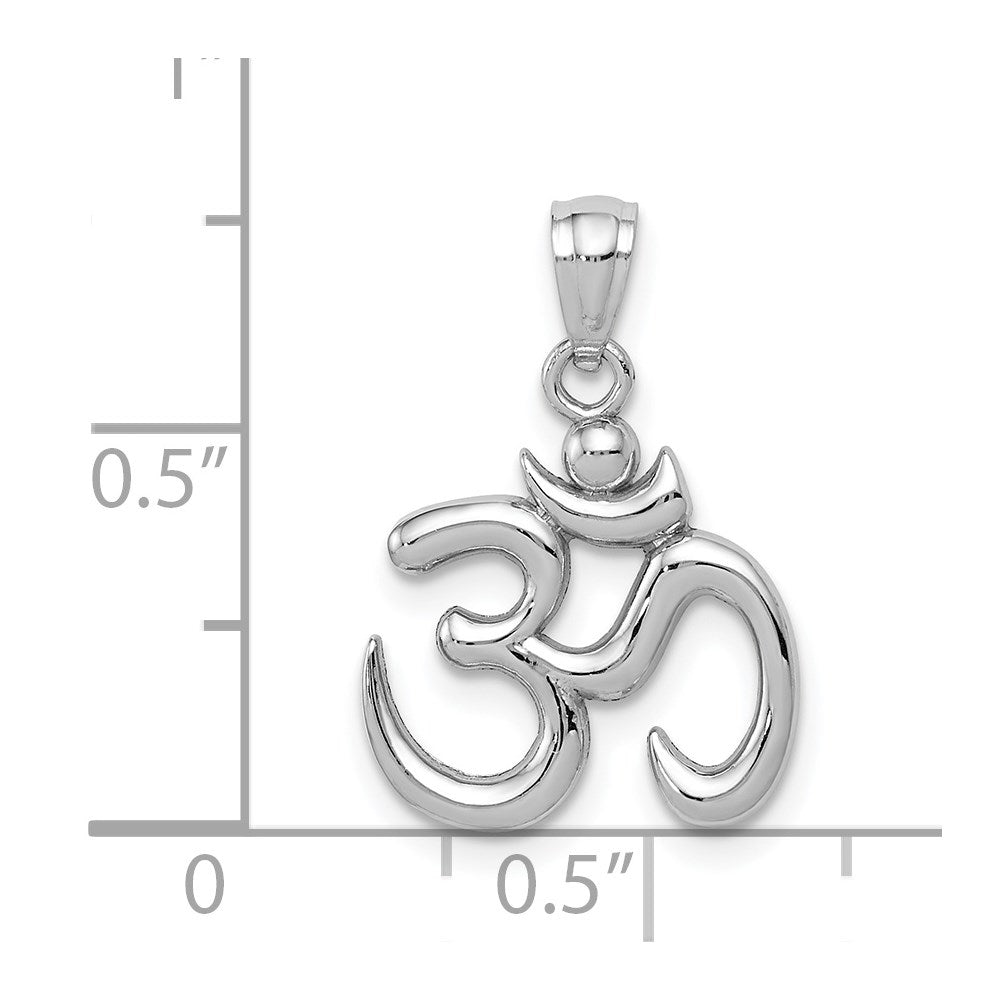 14k Yellow Gold Polished Om Symbol Pendant, 0.5 Inch Diameter