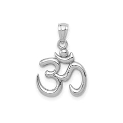 14k Yellow Gold Polished Om Symbol Pendant, 0.5 Inch Diameter