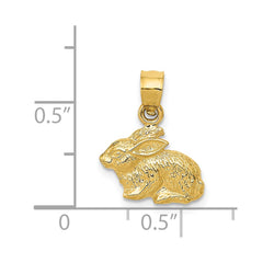 14k Yellow Gold Bunny Rabbit Pendant Charm, 16x13mm