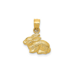 14k Yellow Gold Bunny Rabbit Pendant Charm, 16x13mm
