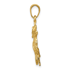 14k Yellow Gold Polished Running Deer Pendant, 29x29mm