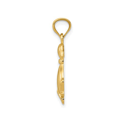 14k Yellow Gold Sitting Dog Charm Pendant, 24x8mm