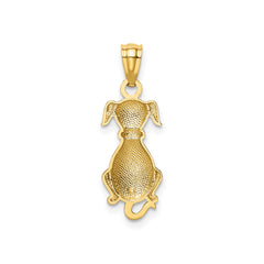 14k Yellow Gold Sitting Dog Charm Pendant, 24x8mm