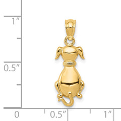 14k Yellow Gold Sitting Dog Charm Pendant, 24x8mm