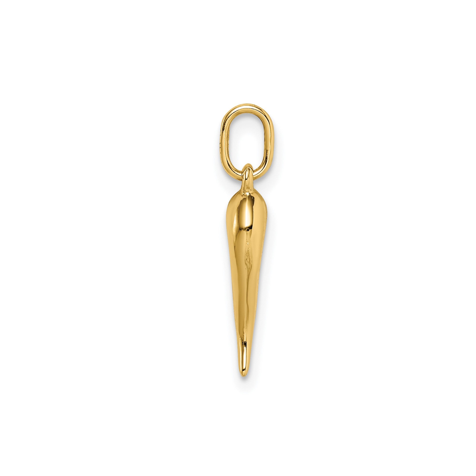 14k Yellow Gold Italian Horn Charm Pendant, 15mm