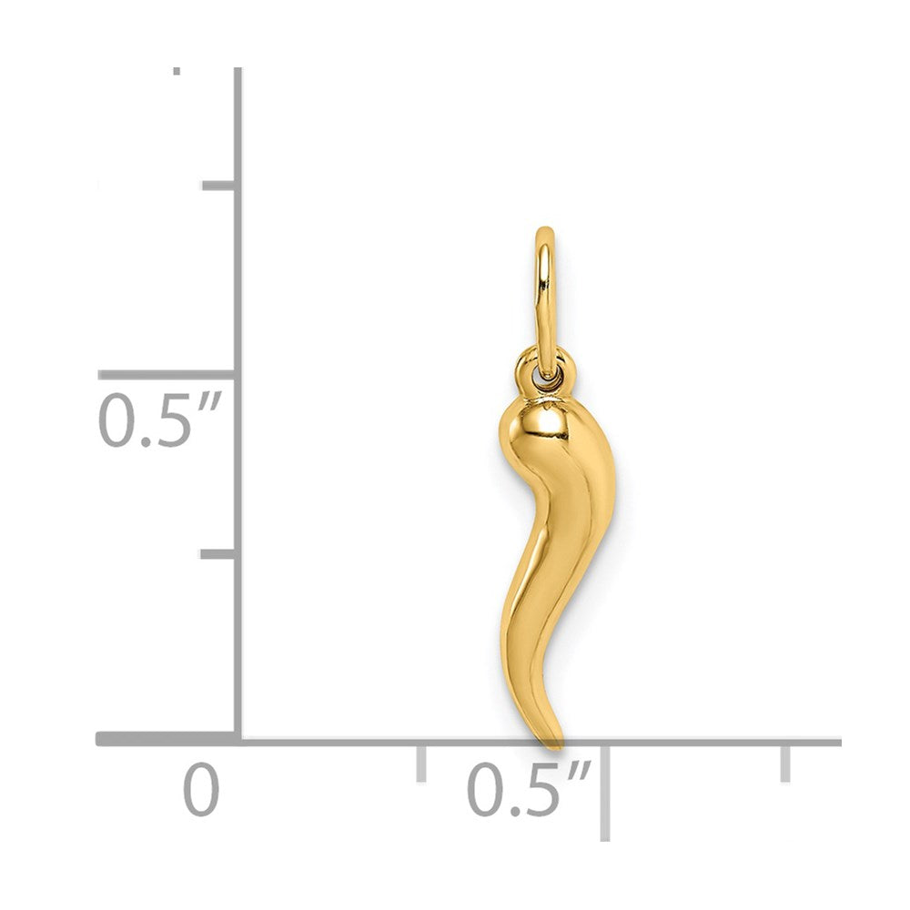 14k Yellow Gold Italian Horn Charm Pendant, 15mm